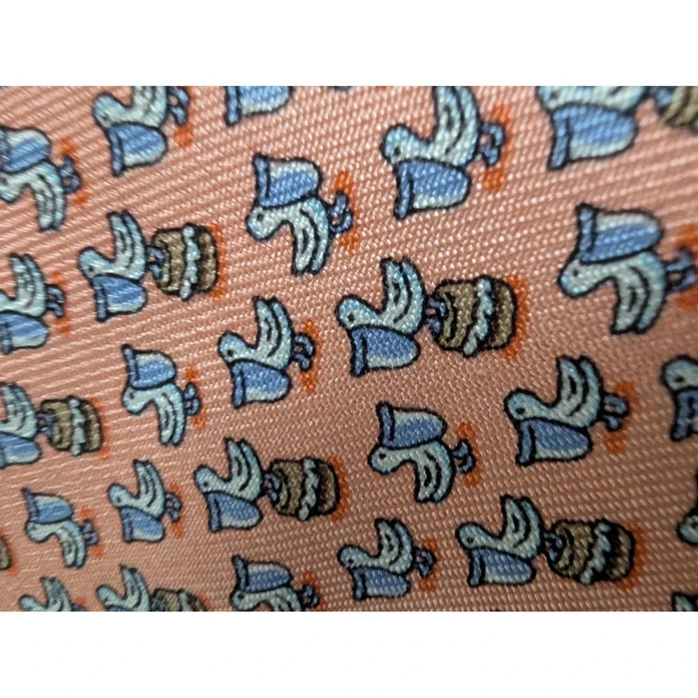 Vineyard Vines Men's Silk Tie Pink Pelican & Fish Bucket Made in USA + Bag